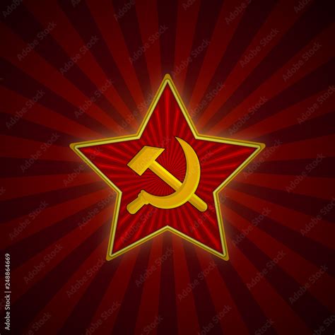 Soviet Union Red Star With Hammer And Sickle Symbol Of The Ussr Army
