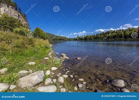 Siberian Landscape On The Biya River Turochak Altai Russia Stock