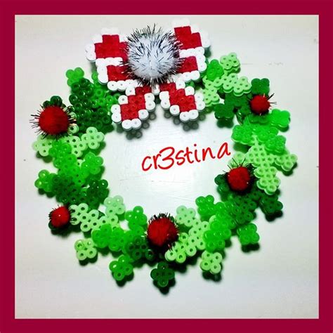 Christmas Wreath Perler Beads By Cr3stinayoutube Perler