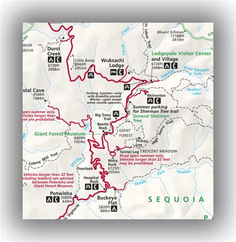 Sequoia National Park Camping Map State Coastal Towns Map