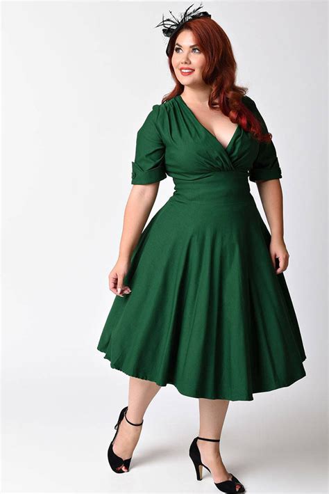 Emerald Green Sleeved Swing Dress Plus Size Pippa And Pearl