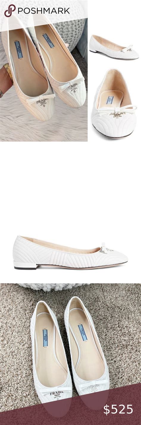 Sale⤵️new Prada Matelasse Logo Flats Flat Shoes Women Bow Flats