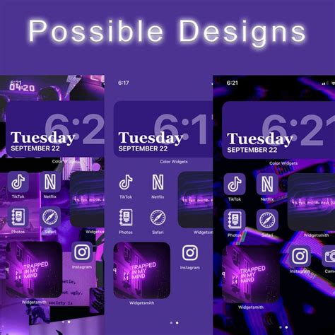 Aesthetic Neon Purple Ios 14 App Icon Bundle Etsy