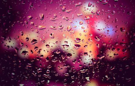 Wallpaper Glass Water Drops Lights Lights Rain Rain Night Bokeh