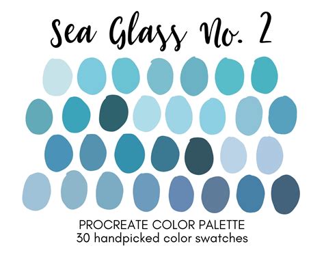 Blue Sea Glass Procreate Color Palette Color Swatches Ipad