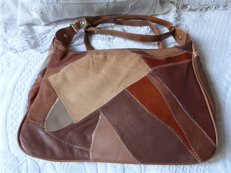 Vintage Leather Patchwork Hand Bag Shoulder Bag Purse Handbag Cross