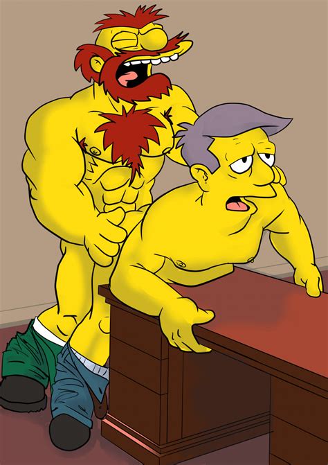 Rule 34 Anal Anal Sex Balls Beard Chest Hair Gay Grizzlyjack Groundskeeper Willie Human Male