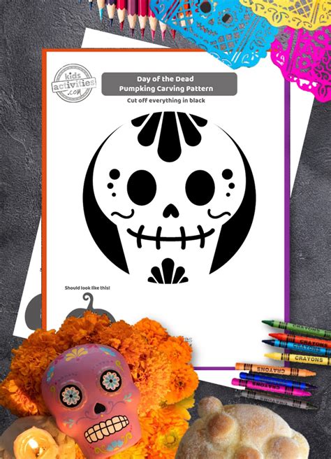 Free Printable Day Of The Dead Sugar Skull Pumpkin Carving Stencils