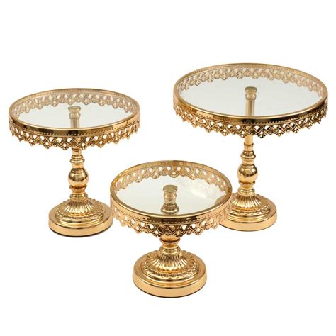 Antique Style Gold Metal Pedestal Cake Stands Birthday Theme Gold Party Supplies