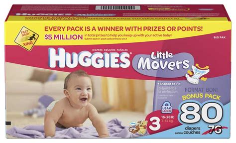 Huggies Little Movers Diapers Size 3 80 Count Packaging