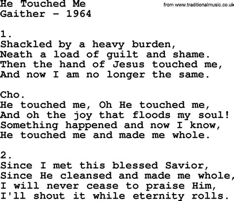 He Touched Me Apostolic And Pentecostal Hymns And Songs Lyrics And Pdf
