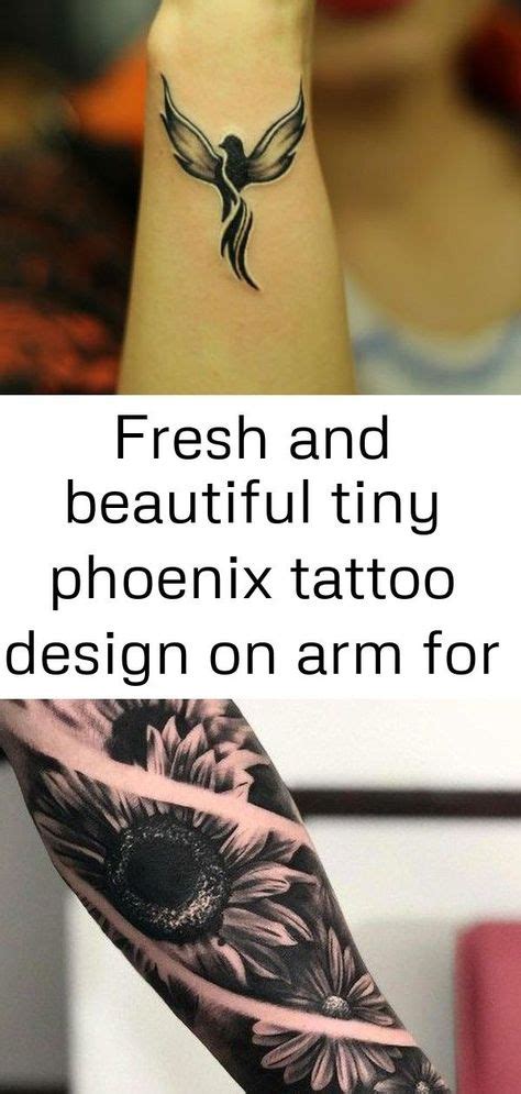 Fresh And Beautiful Tiny Phoenix Tattoo Design On Arm For Girls 1