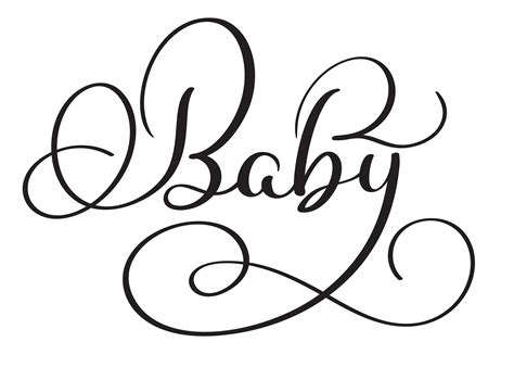 Baby Word On White Background Hand Drawn Calligraphy Lettering Vector