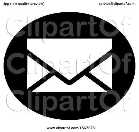 Clipart Of A Black And White Mail Icon Royalty Free Vector