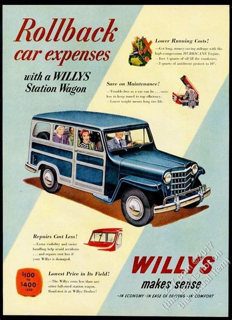 Willys Jeep Station Wagon Blue SUV Art Vintage Print Ad Jeep Ads Classic Jeeps Jeep