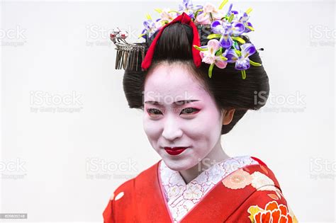 Portrait Of Maiko Apprentice Geisha Japanese Women In Traditional