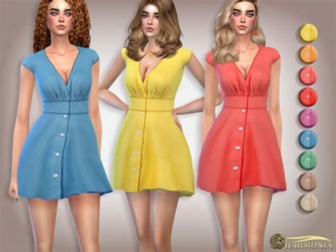 V Neck Flattering Mini Dress By Harmonia At Tsr Sims 4 Updates