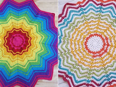 Round Ripple Blankets Free Crochet Patterns