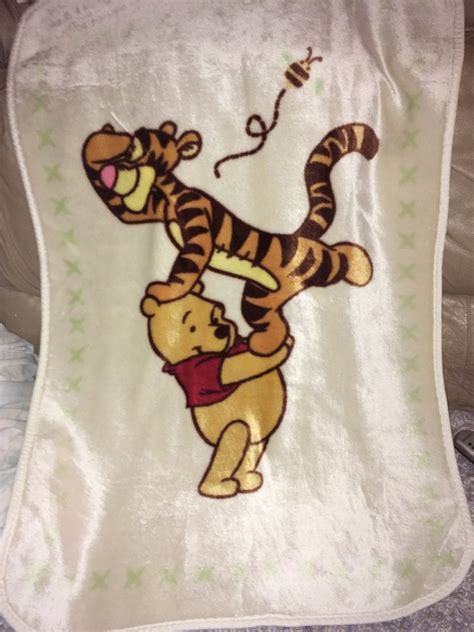 Vintage Winnie The Pooh Baby Blanket Holding Up Tigger On The Etsy