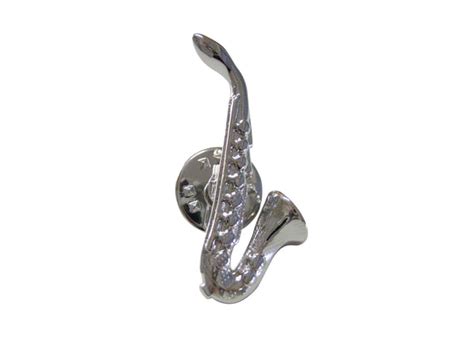 silver toned saxophone lapel pin kiola designs