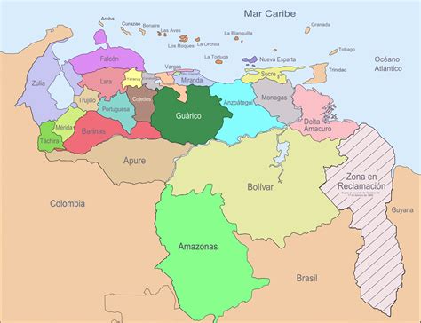 Grande mapa de administrativas divisiones de Venezuela Venezuela América del Sur Mapas del