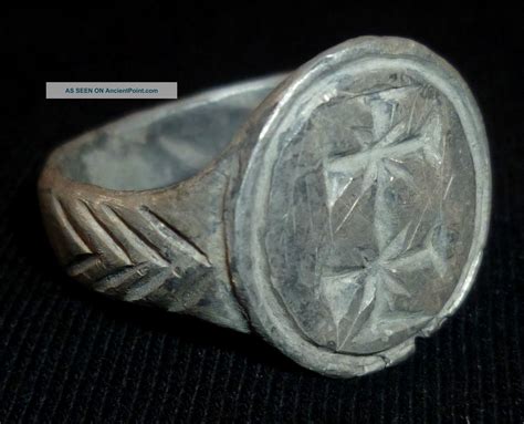 Knights Templar Ancient Artifact Silver Ring With Crosses Circa 1100 Ad
