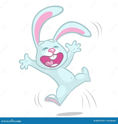 Vector Illustration Of Cartoon Bunny Rabbit Hopping Easter Rabbit