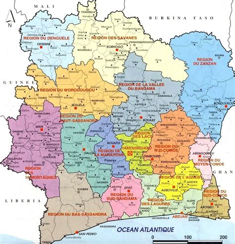 Carte Administrative De Côte Divoire Costa Do Marfim Marfim Mapa
