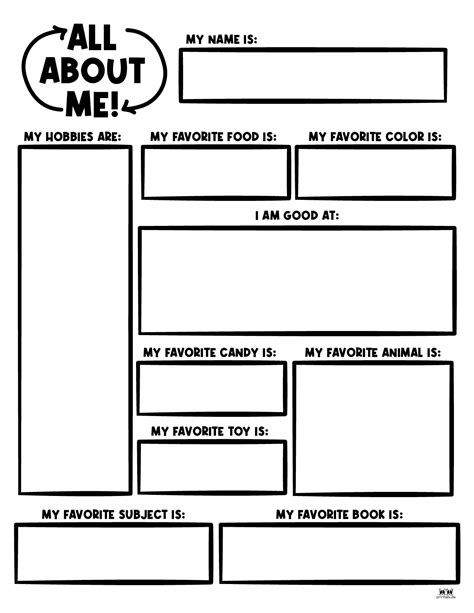 All About Me Printable Worksheets 50 Free Printables Printabulls