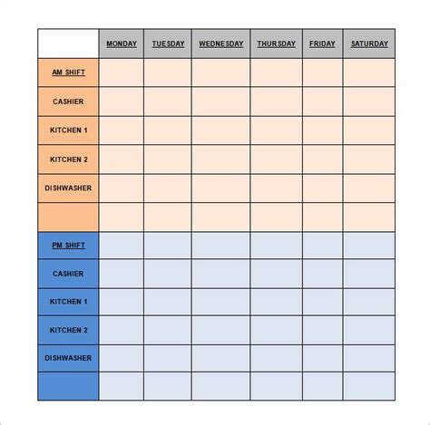 Restaurant Schedule Template 18 Free Excel Word Documents Download