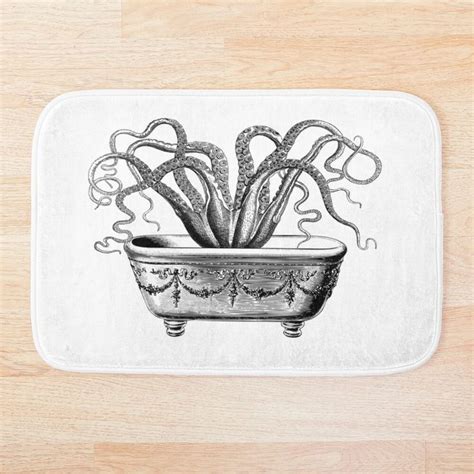Tentacles In The Tub Octopus In Bathtub Vintage Octopus Black And White Bath Mat By