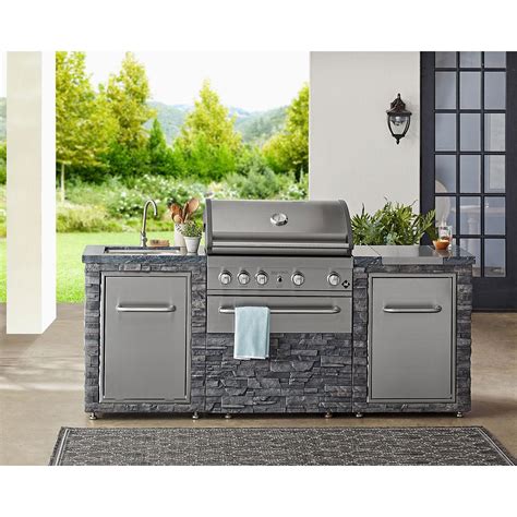 Stone Stainless Steel Outdoor Kitchen Island Barbecue Natural Gas Grill