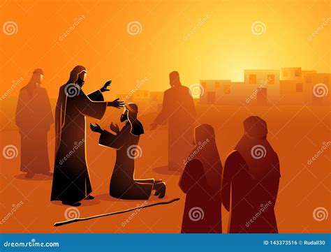 Jesus Heals A Blind Man Miracle Illustration Royalty Free Stock Image