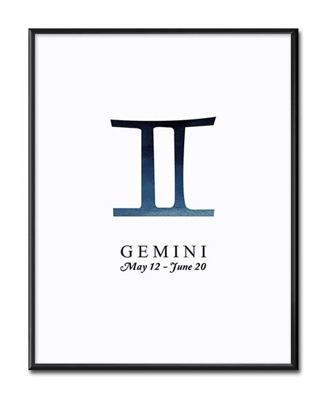 Gemini Jaki To Znak Zodiaku - ZNAKI ZODIAKU - BLIŹNIĘTA (GEMINI) obraz w czarnej ramie za szybą, 21x26 cm - Strefa Livingu