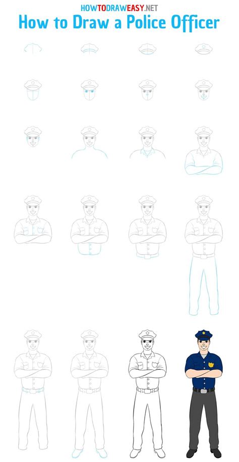 How To Draw A Police Officer Step By Step Police Officer Easy