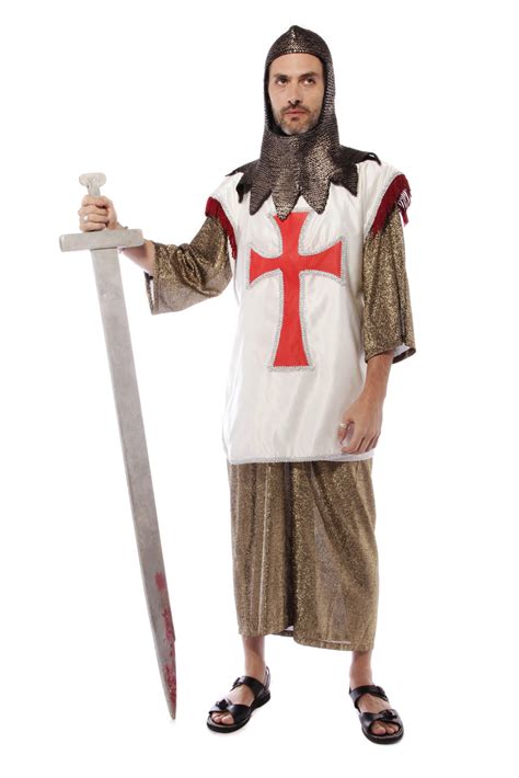 Crusader Knight Costume W Chainmail Coif Costume Boutique