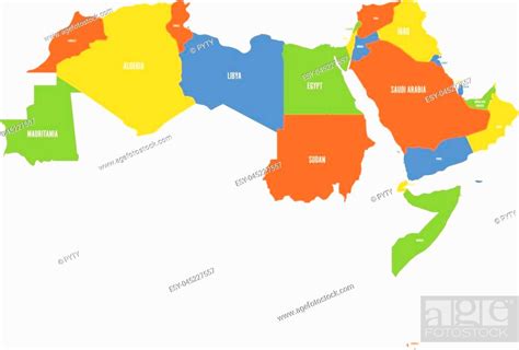 Arab World States Political Map Of 22 Arabic Speaking Countries Of The