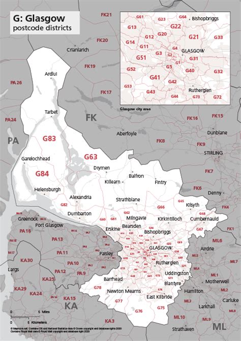 Map Of G Postcode Districts Glasgow Maproom