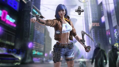 Cyberpunk 2077 Blue Hair Cyborg Girl Wallpaper 45581 Baltana