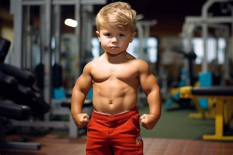 Premium Ai Image A Muscular Kid Showing His Muscles At The Gym