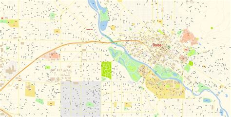 Boise Idaho Us Map Vector Exact City Plan Detailed Street Map Editable