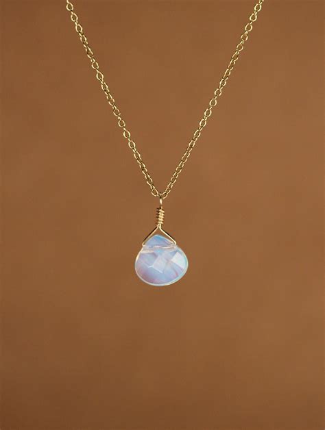 Moonstone Necklace Opalite Necklace Rainbow Opalite A Faceted