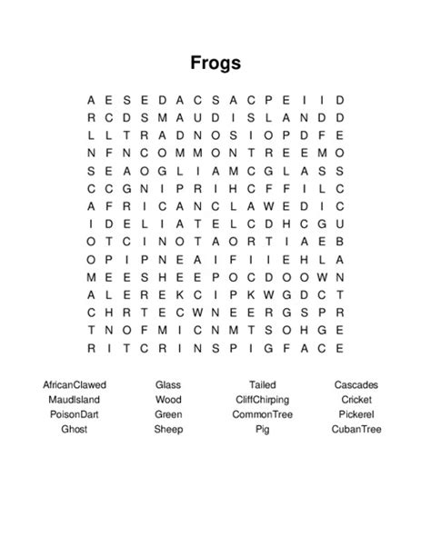 Frogs Word Search