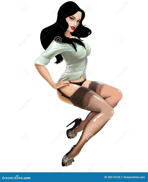 Illustration With Beautiful Sexy Vintage Girl Pin Up Stock Illustration Image 45514155
