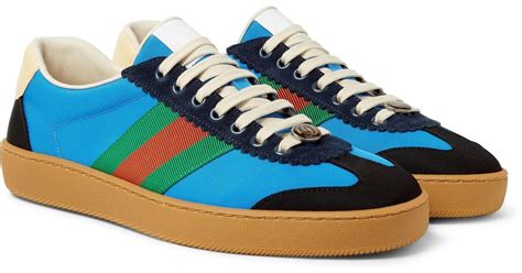 Gucci G74 Nylon Sneaker With Web In Blue For Men Lyst Canada