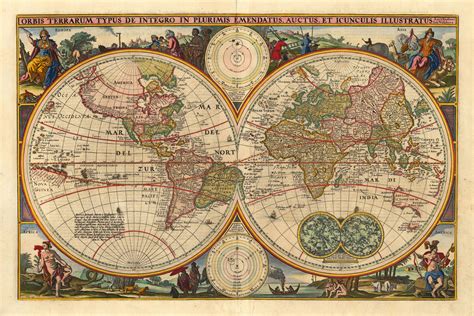 What Are The Seven Seas Vintage Art Prints Antique World Map Old