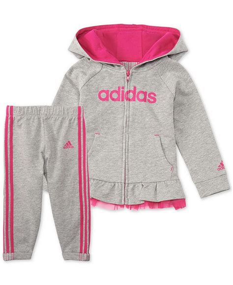 Adidas Baby Girls 2 Pc Peplum Hoodie And Jogger Pants Set Macys
