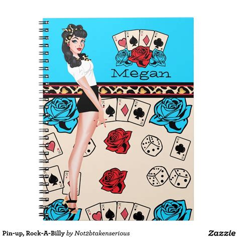 Pin Up Rock A Billy Notebook Stationary Ts Adult Party Custom
