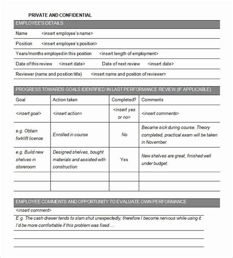 Employee Review Form Template Free Best Of Template For Employee Performance Review Printable