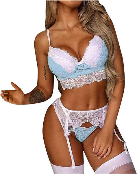 Ladies Sexy Lingerie Color Matching Lace 3 Piece Setfashion Sexy